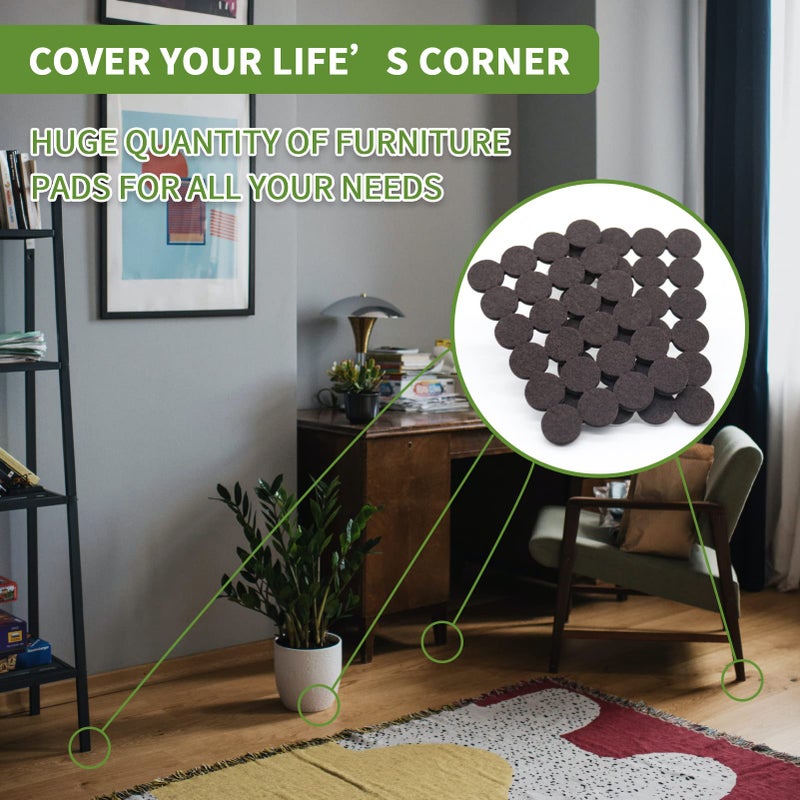 COVERCORNER Felt Furniture Pads for Hardwood Floors 48 PCS  Furniture Pads  Floor Protectors for Hardwood Floors  Felt Pads for Furniture  Round  Dark Brown - Image 5